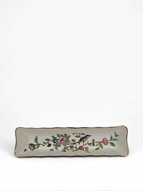 Anysley Penbroke Gold Trim Trinket Tray England Bone China Bird Florals